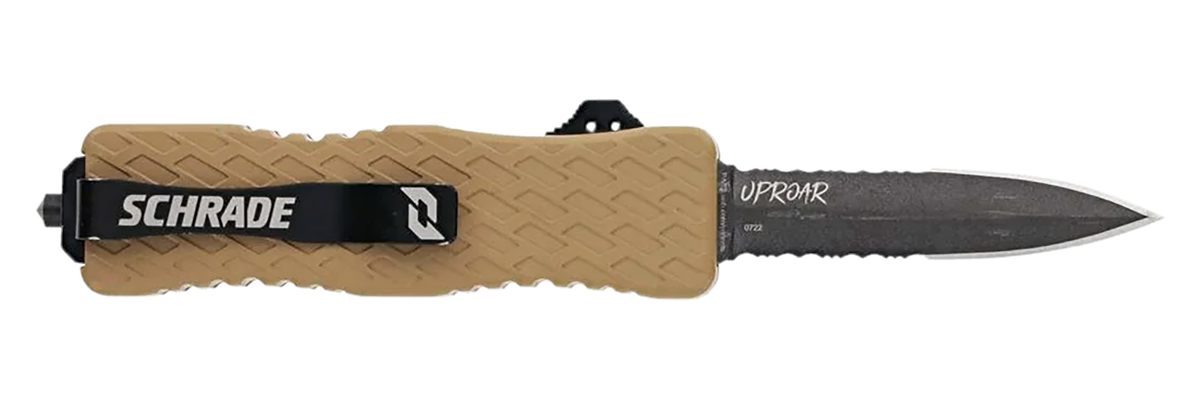 Schrade 1159305 Uproar Automatic 3in OTF Dagger Part Serrated Black Oxide D
