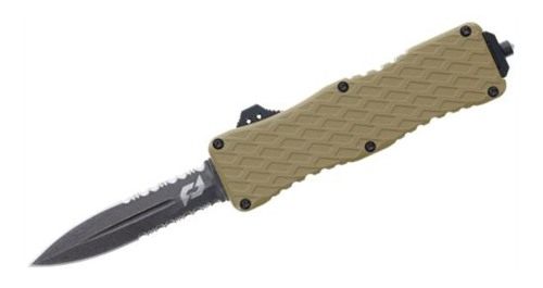 Schrade 1159305 Uproar Automatic 3in OTF Dagger Part Serrated Black Oxide D view 2