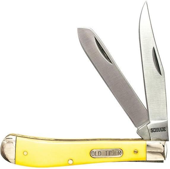Old Timer 94oty Gunstock Trapper Knife Yellow Handle (2 Blades) Hangable Bo view 2