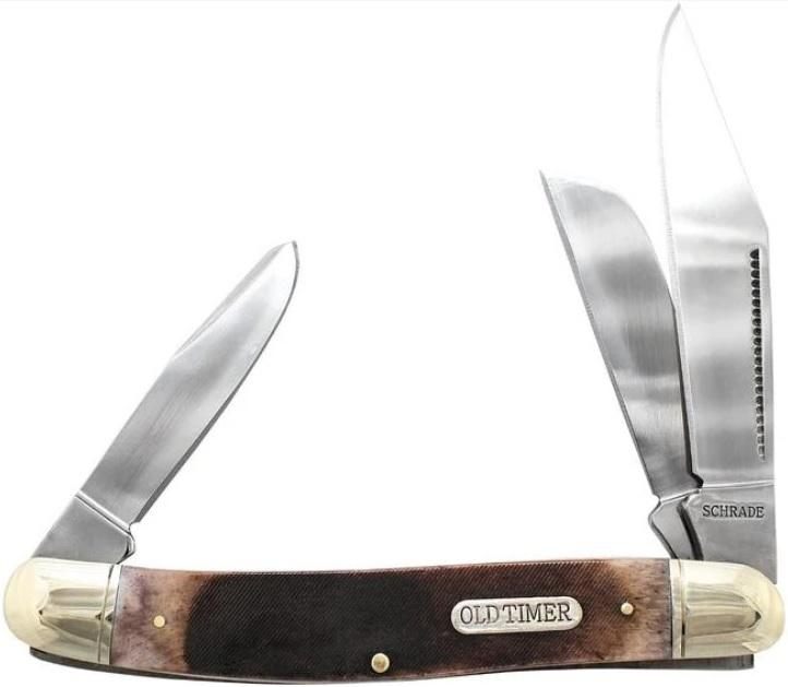 Old Timer 858otb Genuine Bone Lumberjack Knife Sawcut Handle (3 Blades)hang
