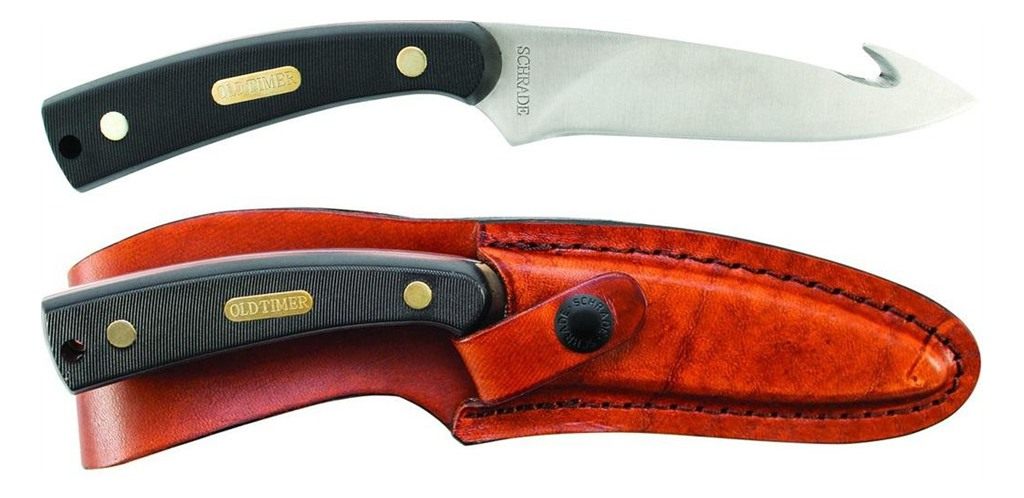 OLD Timer 158OT 7-1/4in GUT Hook Skinner Knife W/Leather Sheath Hangable BO