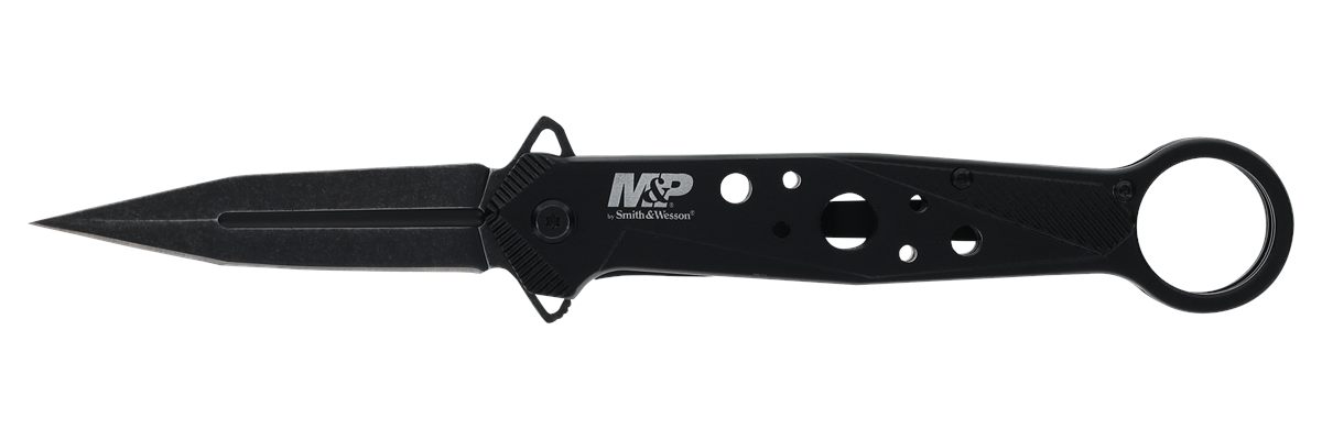 Smith Wesson Knives 1193183 M P Folding Dagger Plain Black 8 Cr13 MoV SS Bl