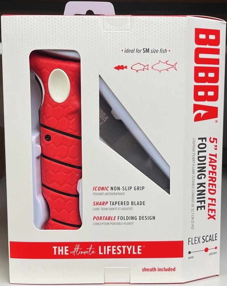 Bubba 5in Tapered Flex Folding Fillet Knife W/Sheath