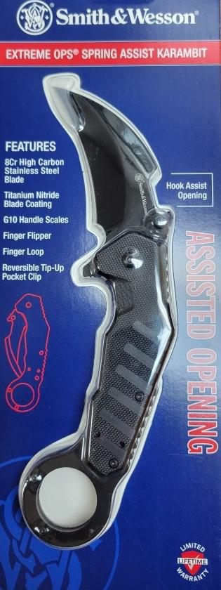 Smith Wesson Extreme Ops Karambit Assisted Folding Knife 3in Hawkbill Blade