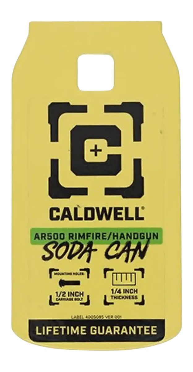 Caldwell 4002314 Rimfire/Handgun Yellow AR500 Steel Soda Can 1/4in Thick