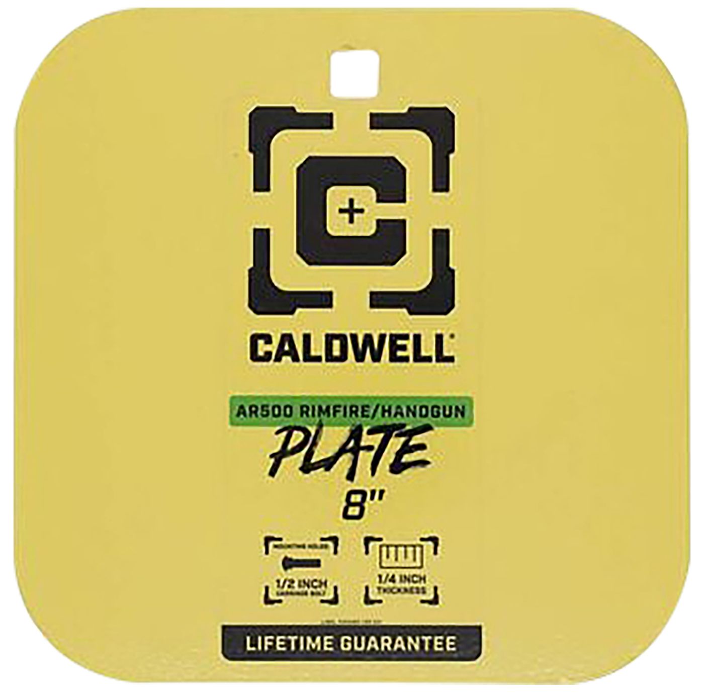 Caldwell 4002878 8in Rimfire/Handgun Yellow AR500 Steel Gong 1/4in Thick