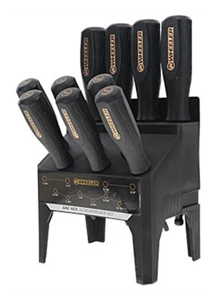 Wheeler 10 Piece SAE Hex Benchtop Screwdriver Set Black