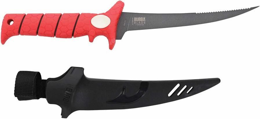 Bubba 7in Tapered Flex Spine Serrated Fillet Knife W/Sheath