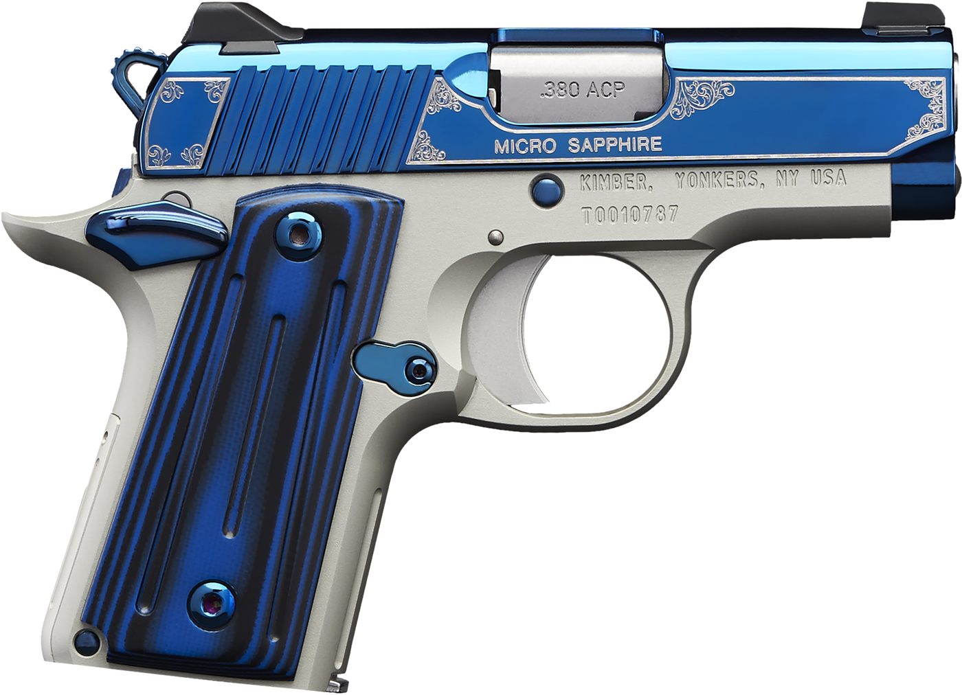 Kimber Mfg.,3300090 Micro Sapphire NS 380 ACP 7+1 2.75in Polished Bright Bl