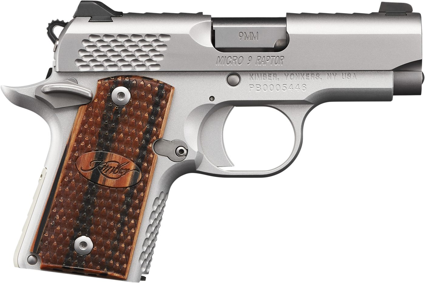 Kimber Mfg.,3300109 Micro 9 Stainless Raptor 9mm 6+1 3.15in Steel Slide Kim