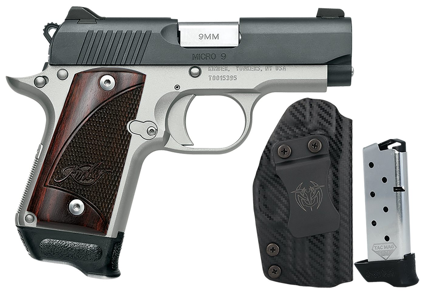 KIMBER MICRO 9 TWO TONE ROSEWOOD RTC-K BUNDLE PISTOL HOLSTER, 2-7RD MAGS