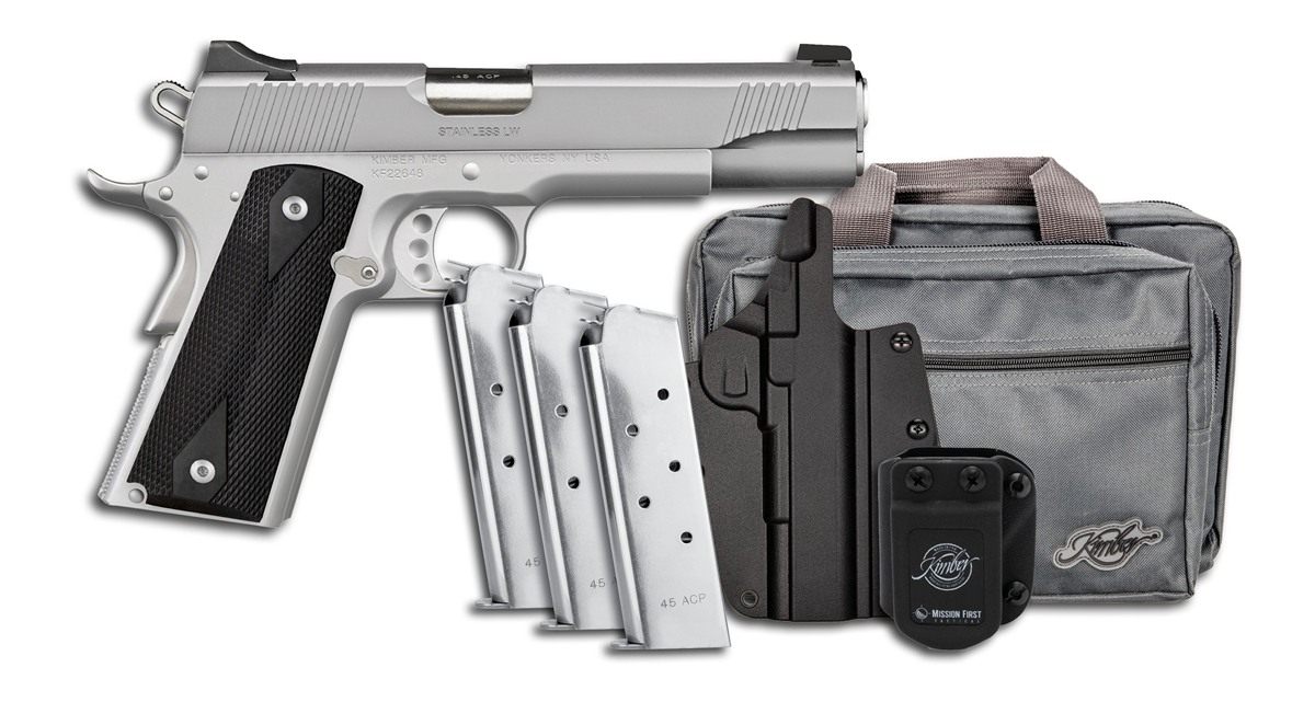 Kimber America Mfg, 3700826 Stainless LW Club Bundle Full Size 45 ACP 7+1 5