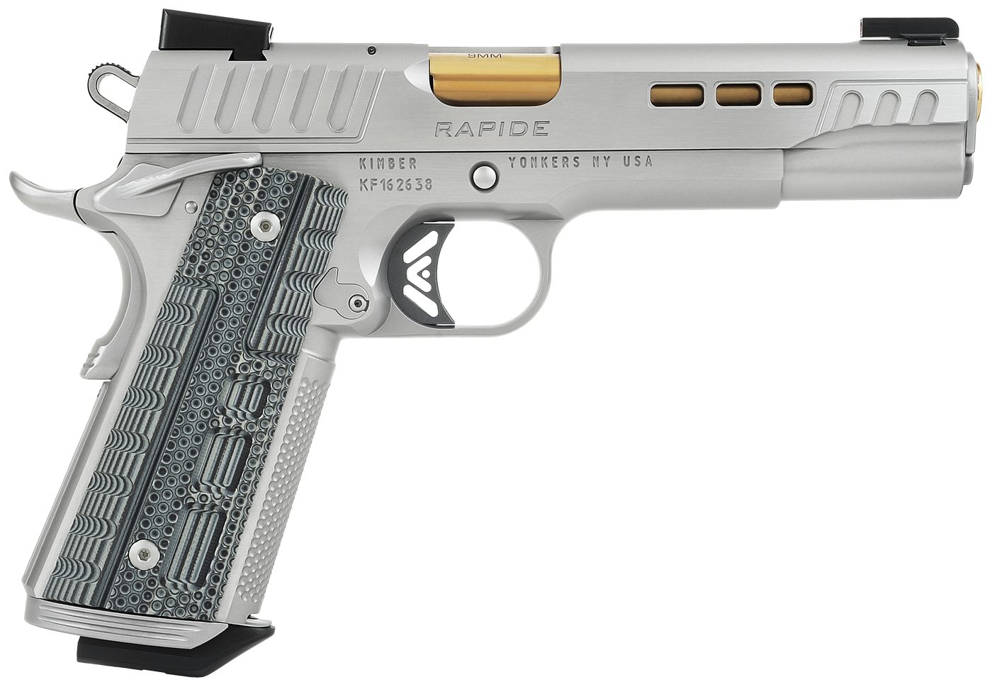 Kimber Mfg.,3000420CA Rapide Dawn (CA) (MA) 9mm 9+1 5in KimPro Silver Front