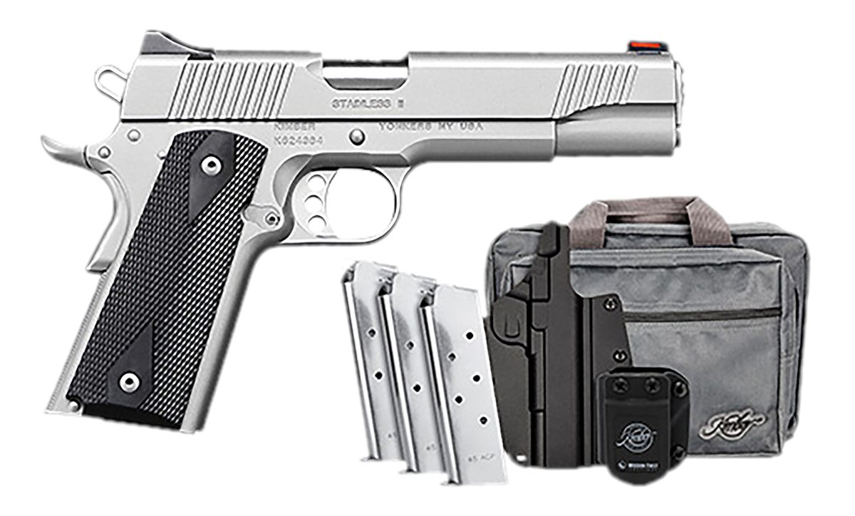 Kimber Mfg.,3200007 Stainless II Club Bundle 45ACP 7+1 5in Satin Silver Fro view 2
