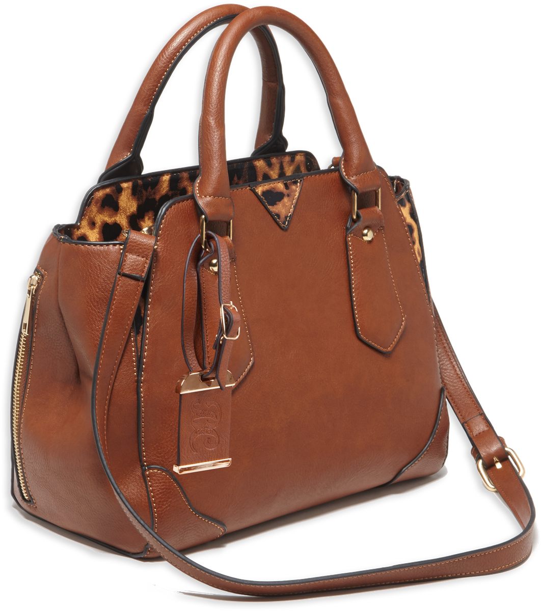 Bulldog Cases Satchel Style Purse with Holster, Chestnut Leopard Trim, Medi