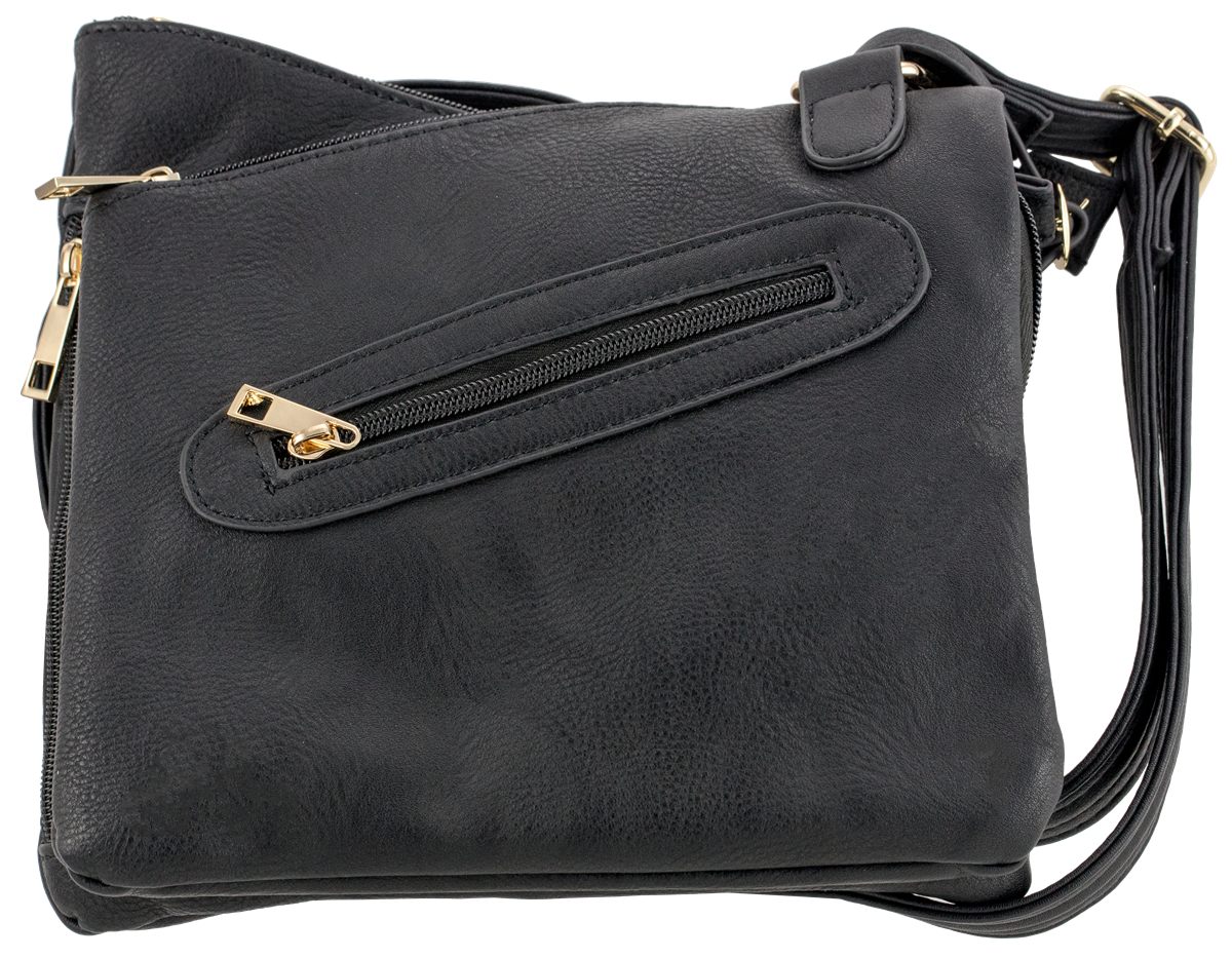 Bulldog Cases BDP030 Cross Body Purse w/Holster Black Leather for Small Aut