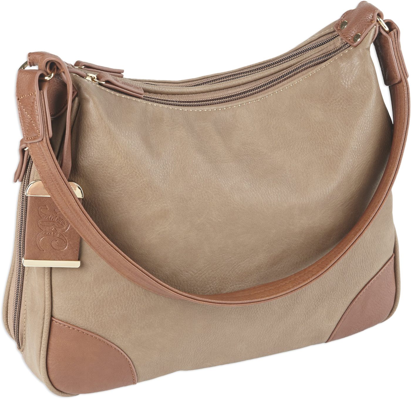 Bulldog Cases Hobo Style Purse with Holster, Taupe Tan Trim, Large
