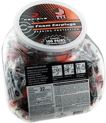 Radians Foam Plugs Nrr32 100/Jar, One Size, FP8000RD/100 view 3