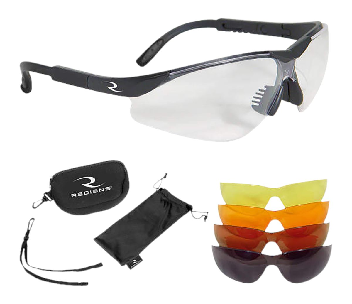 Radians T-85 Glasses with Case/Cloth Bag/Neck Cord,Black Clear/Copper/Amber