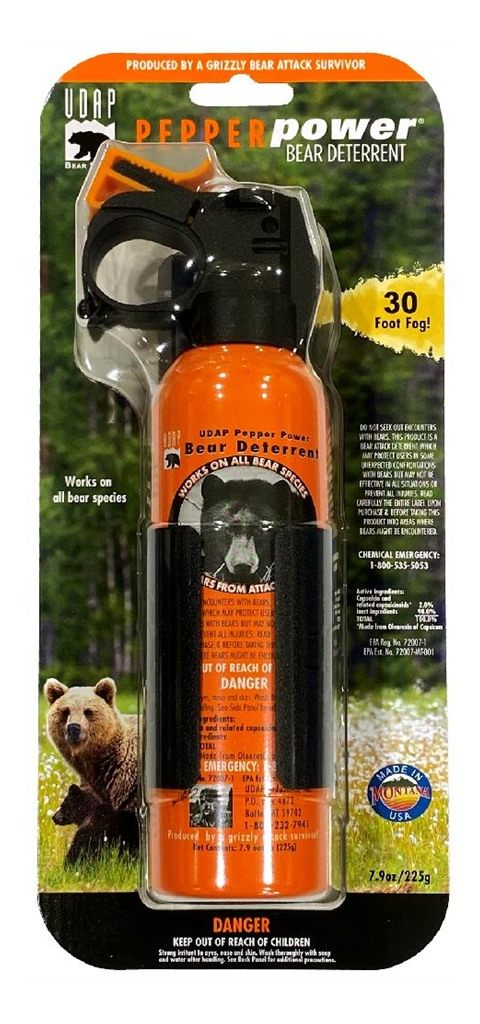 Udap Saftey Orange Bear Spray 7.9oz With Plastic Grizguard Holster
