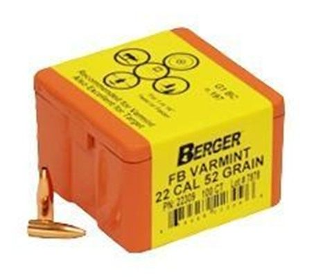 Berger Match Grade Varmint Bullets .22 cal .224in 52 FB 100/ct view 2