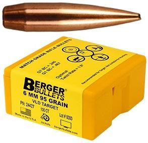 Berger VLD Target Bullets 6mm .243in 95 gr HPBT 100/rd