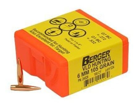 Berger Bullets 24528 VLD Hunting Long Range 6mm 105gr Boat Tail 100/Box view 2