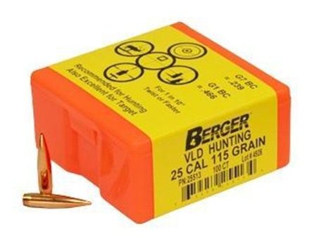 Berger Match Grade Hunting Bullets .25 cal .257in 115 VLD Hunter 100/ct view 2