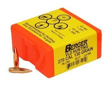 Berger Bullets Match Grade Hunting .270 cal .277in 130 VLD Hunter 100/ct view 2