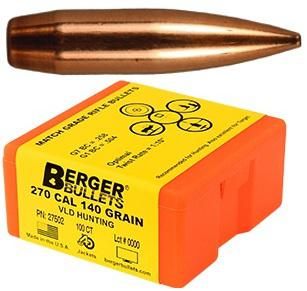 Berger Bullets Match Grade Hunting .270 cal .277in 140 VLD Hunter 100/ct
