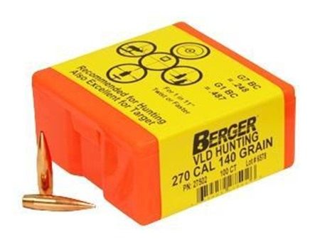 Berger Bullets Match Grade Hunting .270 cal .277in 140 VLD Hunter 100/ct view 2