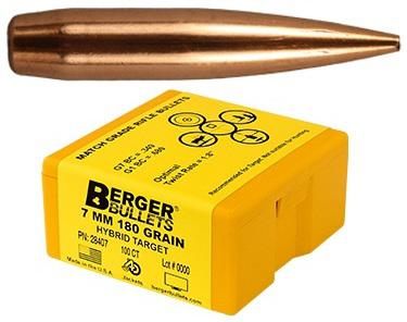 Berger Bullets 28407 Hybrid Target Match Grade 7mm 180gr 100/Box