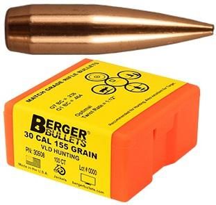 Berger Bullets 30508 VLD Hunting Long Range 30 Cal 155gr 100/Box