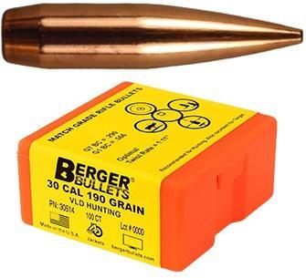 Berger Match Grade Hunting Bullets .30 cal .308in 190 VLD Hunter 100/ct