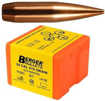 Berger Match Grade Hunting Bullets .30 cal .308in 210 VLD Hunter 100/ct