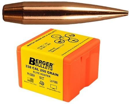 BERGER BULLETS 338CAL 250GR ELITE HUNTER 100 COUNT