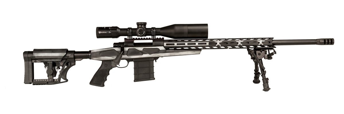 Howa Flag Chassis MDT W/ Bipod Grayscale 308WIN 24in Threaded view 2