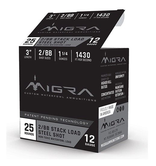 Migra Ammunitions Waterfowl Steel Shot 12 ga 3in 1/4 oz 1430 fps 2-BB 25/ct
