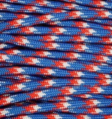 E.L. Wood Braiding Mero 550 Paracord - 100' lb Red/White/Blue Camo