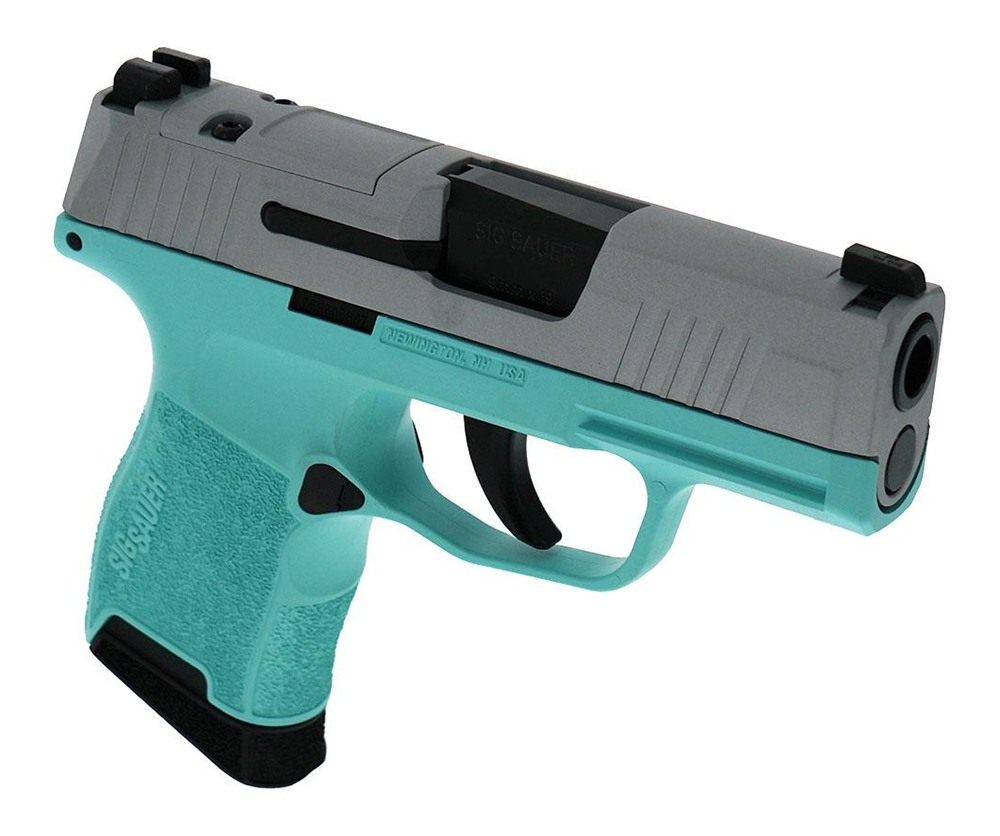 Sig Sauer Silver Slide/Robin's Egg Blue P365 Optic Ready Handgun 9mm Luger view 2