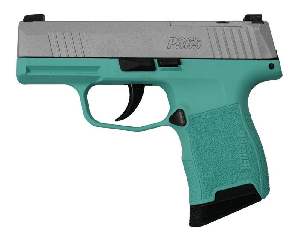 Sig Sauer Silver Slide/Robin's Egg Blue P365 Optic Ready Handgun 9mm Luger view 4