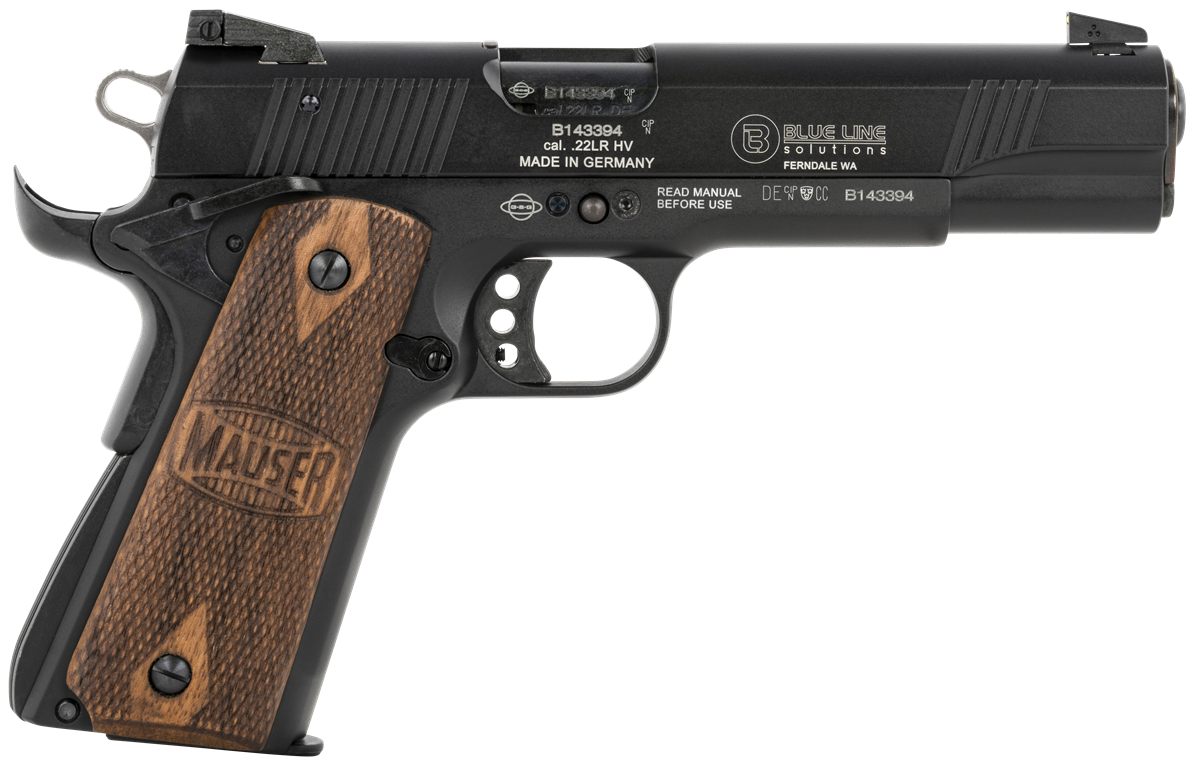 BLS Supply Mauser Rimfire 4110605 1911 22 LR 10+1 5in Black Steel Barrel, A