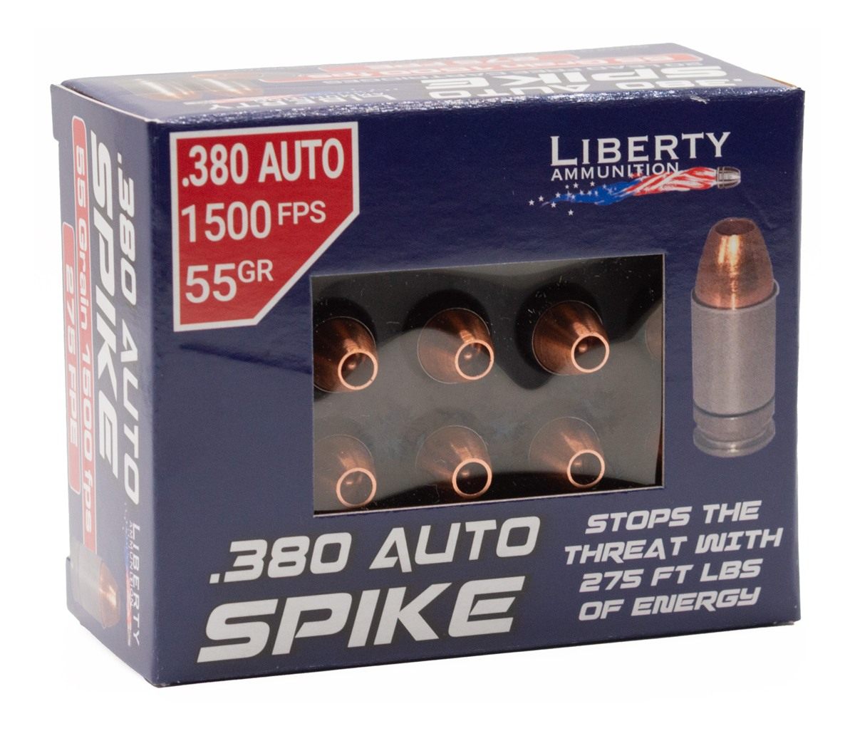Liberty Ammunition Spike Handgun .380 Auto 55gr HP 1500 fps 20/ct