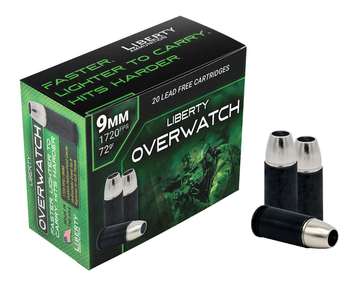 Liberty Ammunition LAOW9MM721700 OverWatch 9mmLuger 72gr Open Cavity Design