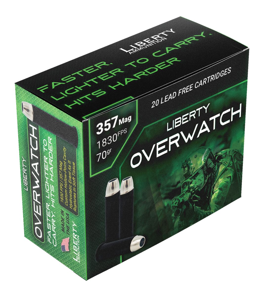 Liberty Ammunition LAOW357701830 OverWatch 357 Mag 70gr Open Cavity Design