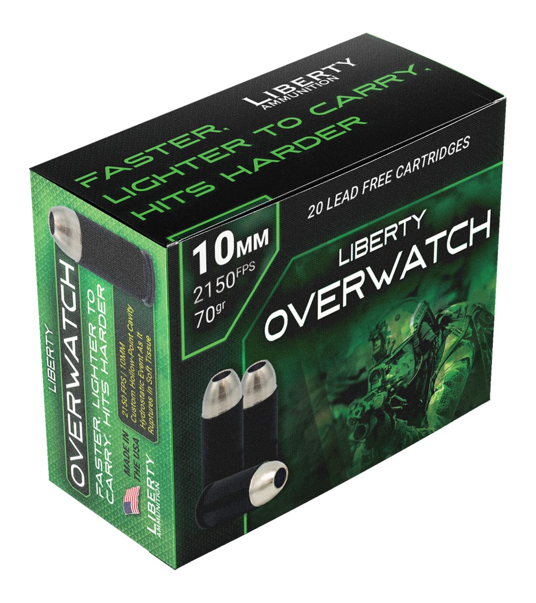 Liberty Ammunition LAOW10MM702150 OverWatch 10mmAuto 70gr Open Cavity Desig