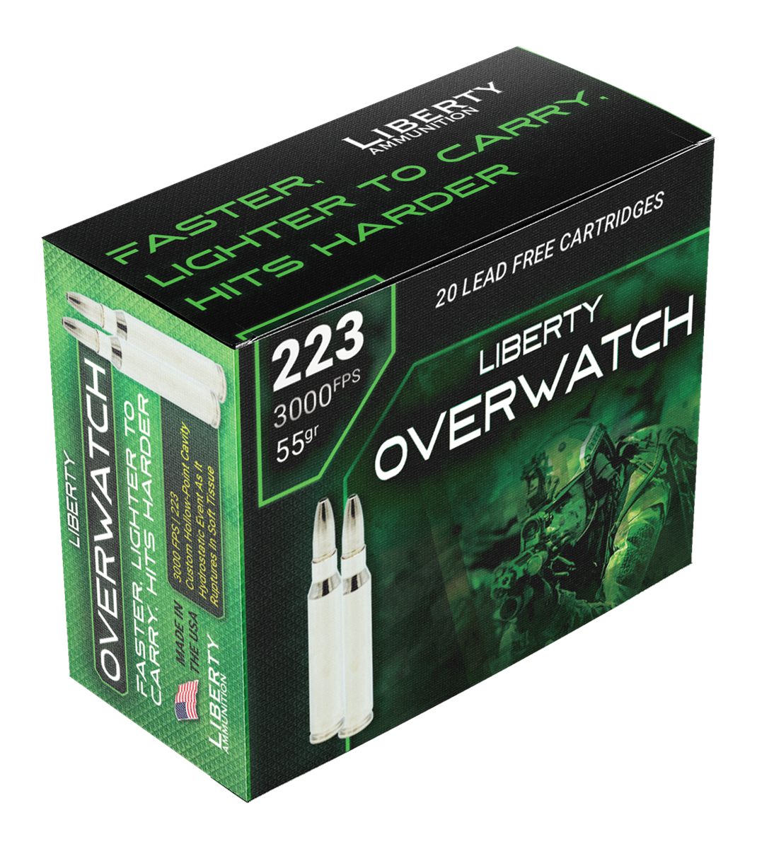 Liberty Ammunition Overwatch Rifle .223 Rem 55gr HP 2150 fps 3000 20/ct