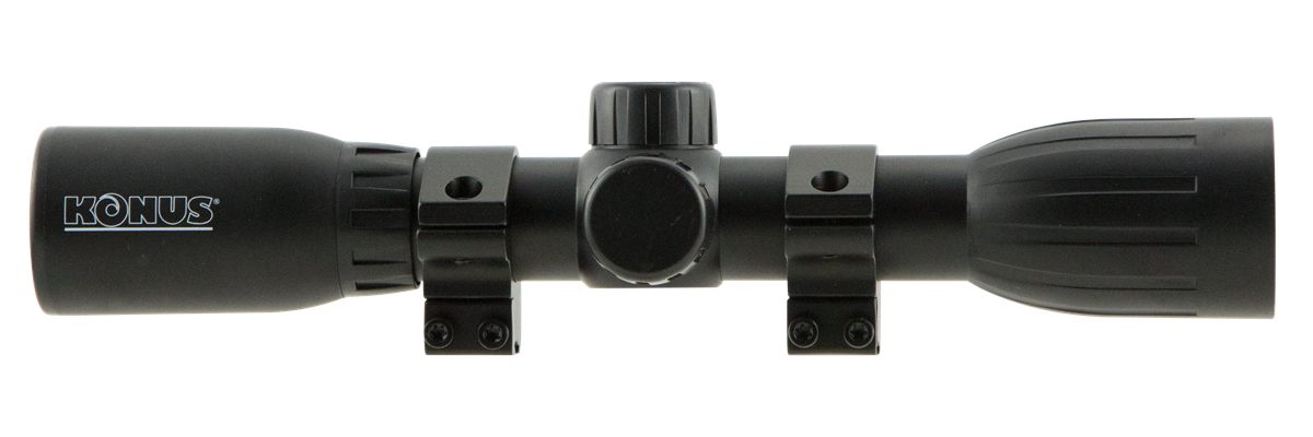Konus 4x32mm Rifle Scope w/.22 Dovetail Mounting Rings 30/30 Reticle Black