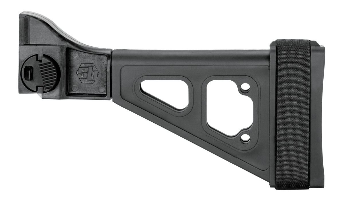 SB Tactical Side Folding Black Synthetic with 10.50in OAL Nylon Strap for H