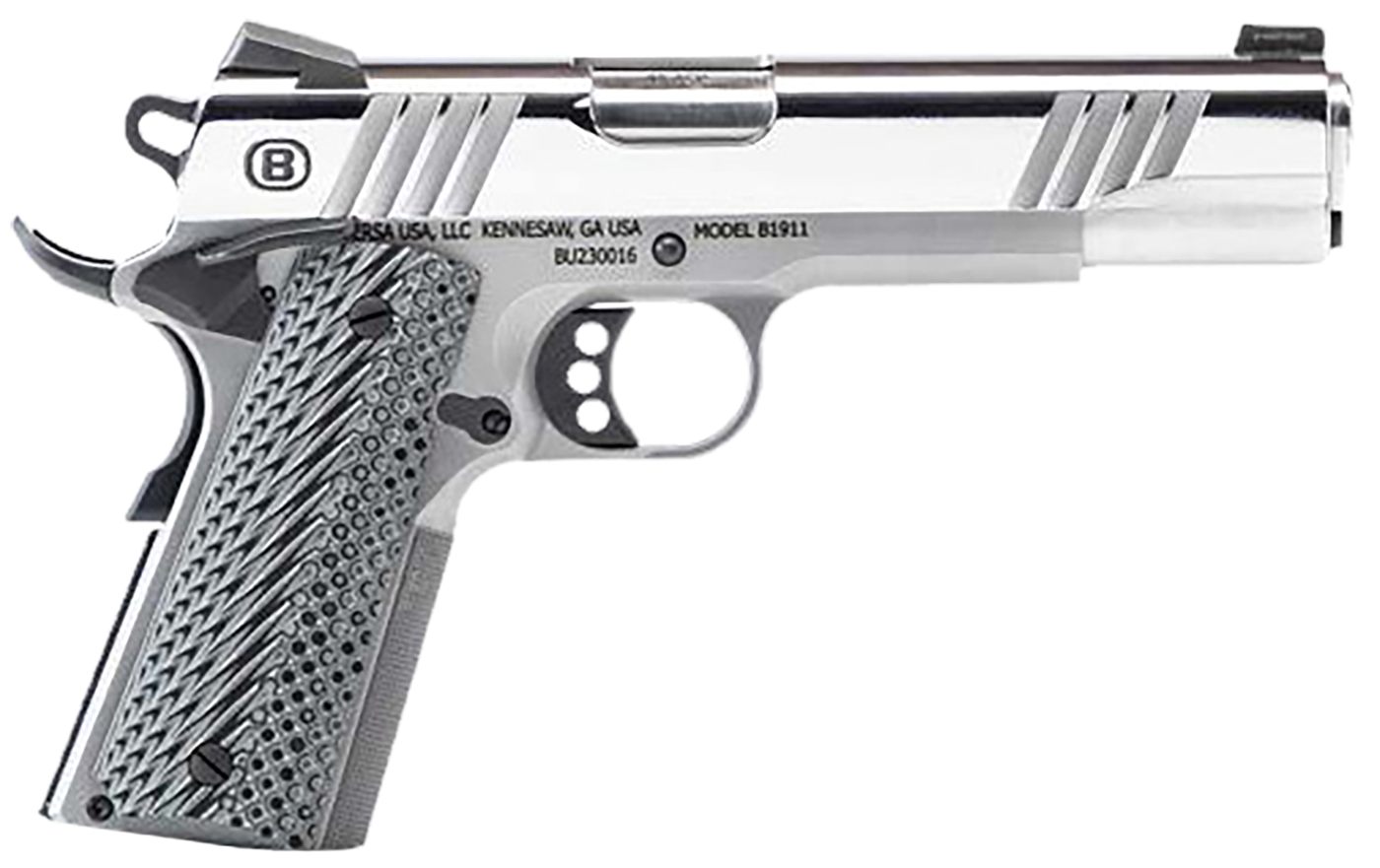 Bersa B19117050PMBG Mirror Full Size 45 ACP 8+1 5in Stainless Steel Barrel